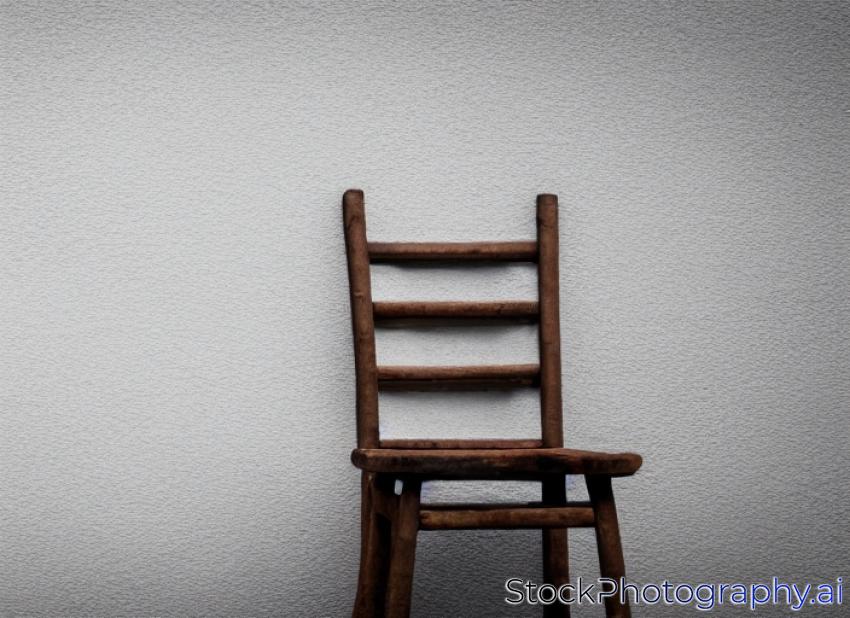 old chair on a gray wall background.