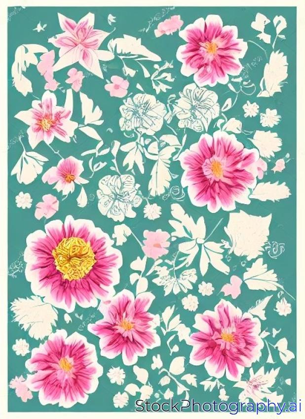 floral design composition with beautiful geometric border