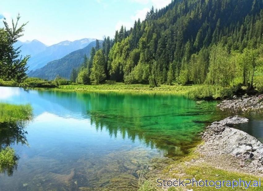 small lake in Vermiglio, Val di Sole, Trentino, Italy