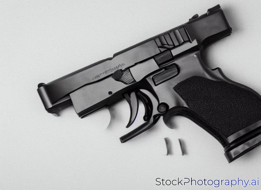 closeup automatic handgun isolated on white background weapons arms
