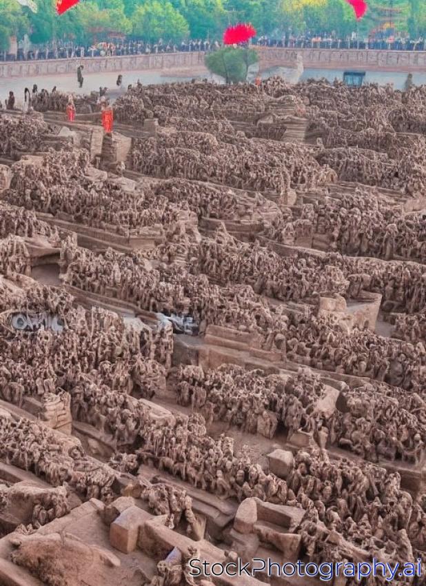 Xian,China - October 21,2017: The archaeological remains of the warriors of Xian are visited by thousands of people daily on October 20, China.