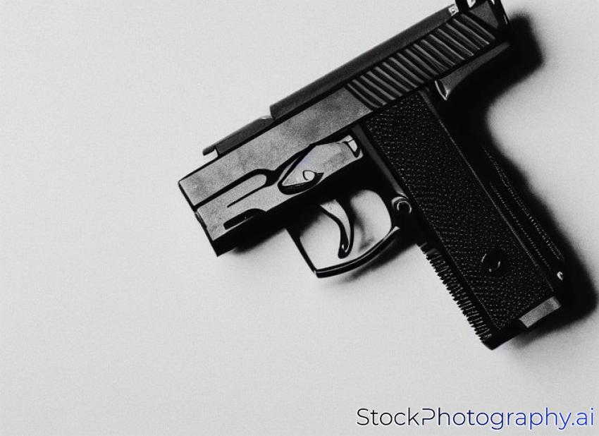 black handgun on white background