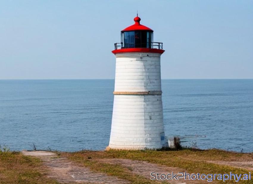 khutor Merzhanovo, Rostov region, Russia - August 3, 2020: Taganrog Bay of the Azov Sea, view of the lighthouse