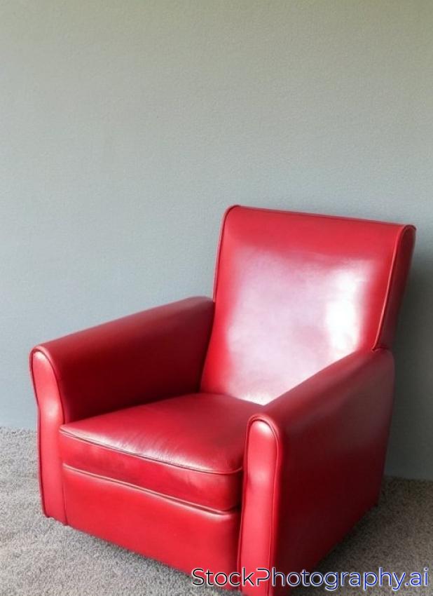 retro chair in red upholstery leather wall room
