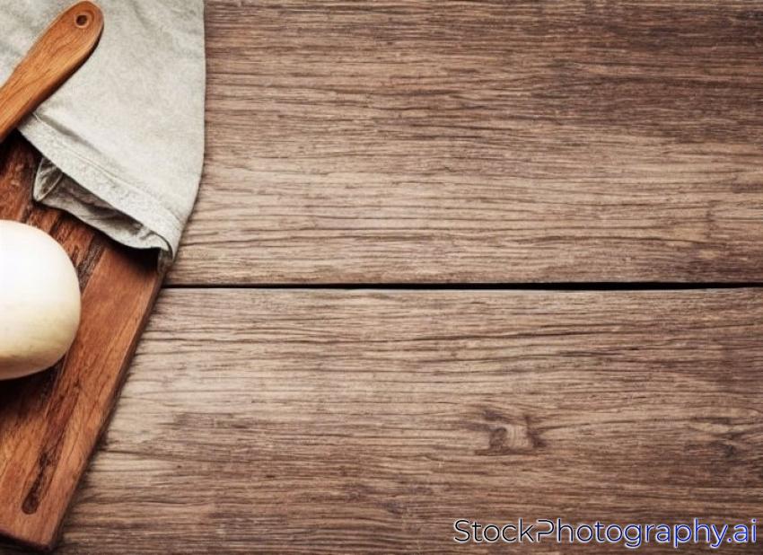 Kitchen table/Cookbook background. An old wooden kitchen table. Kitchen plank, bowl, kitchen towel and jar.