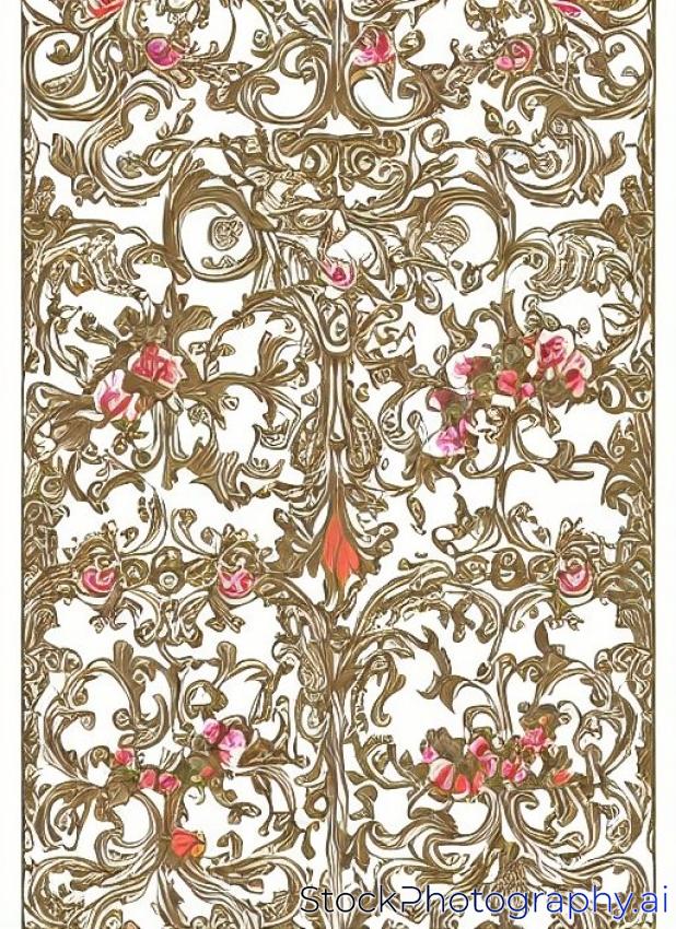 floral and baroque style design with borders for print