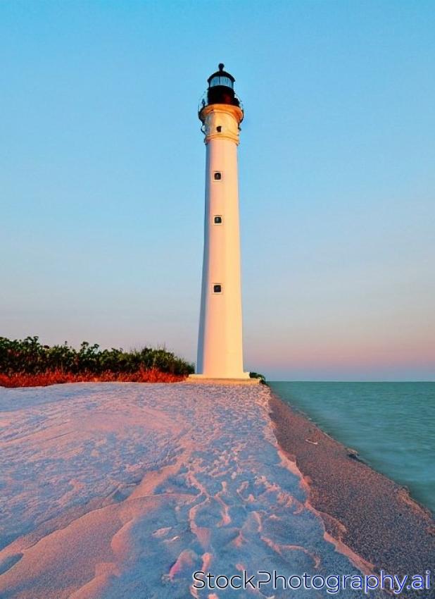 historic lighthouse at dusk Sanibel Island Florida