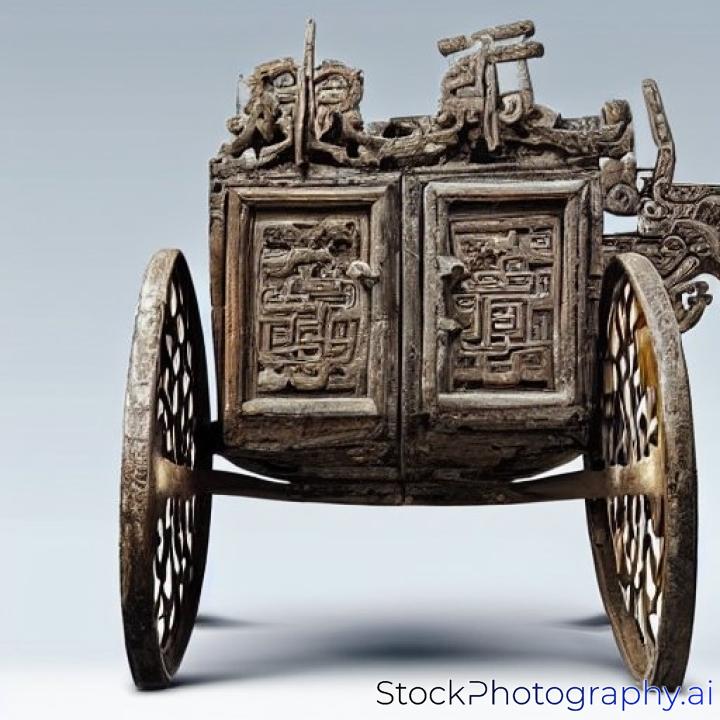 an ancient chinese war chariot isolated over a white background
