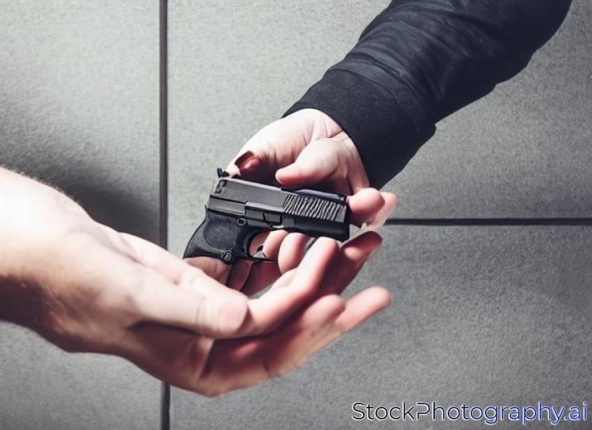 hand holding a handgun