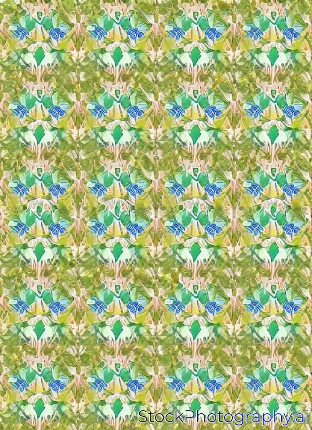 digital textile design with botanical flower green leaves gold ornament beautiful bunch and geometric border seamless ethnic style