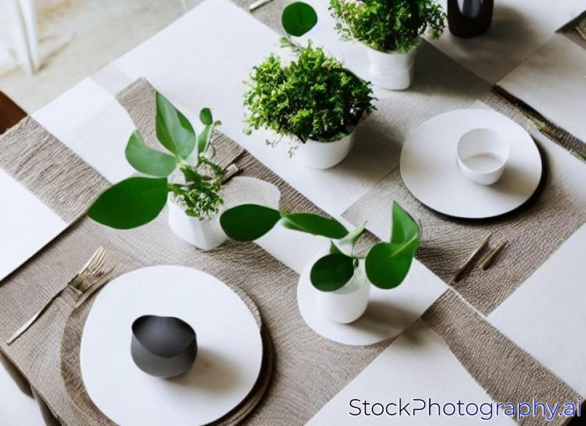 minimalism style table setting with succculents